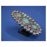S.S. SW Hallmarked Turq Ring 36.7g