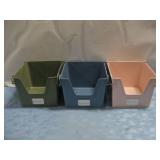 Three Metal Stackable Storage Bins See Info