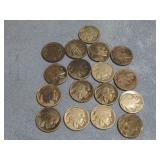Seventeen Buffalo Indian Head Nickels