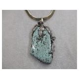 S.S. Vtg N/A Hallmarked Spiderweb Turq NecklaceSee