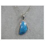 Sterling Silver Faceted Blue Stone Necklace