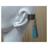 Vtg Sterling Silver SW Turquoise Ear Cuff Tested