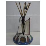 Navajo Handmade Teepee Lamp 22.25' Tall Powers On