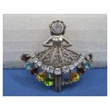 Vtg S.S. Crystal/Rhinestone Ballerina Brooch