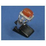 Sterling Silver Carnelian Ring Hallmarked