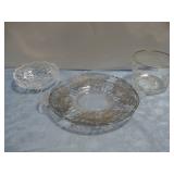Vtg Glassware Etched Glass Platter & Candy See