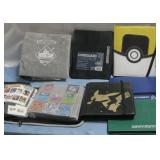 Binders W/Assorted Stamps Pokemon Cards & More