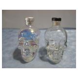 Two Crystal Head Voka Bottles 6.5' Tall