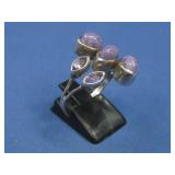Silvertone Charoite & Amethyst Ring Hallmarked