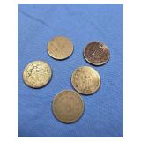Five Shield Nickels