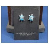 N/A S.S Inlaid Turq Turtle Post Earrings Hallmark