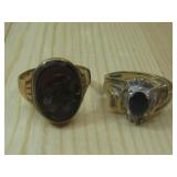 14K Carnelian/ 10K Gold Diamond Sapphire Rings See