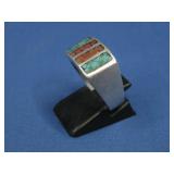 S.S. Vtg N/A Tested Turq + Coral Ring