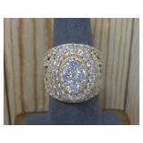 Yellow Gold Over Sterling Silver CZ Ring Hallmark