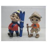 Vtg Ceramic Cub Scout Style Figure & Skier