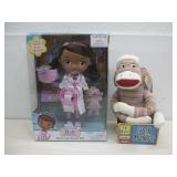 NIB Disney Doc McStuffins Doll & NIB Sock Monkey