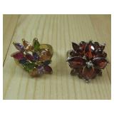 S.S. Garnet Marquise & Gemstone Cluster Rings