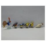 Blown Glass Rooster W/Decorative Metal Birds See
