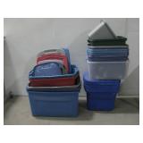 19 Plastic Storage Totes & Lids Various Sizes