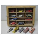 Vtg Wooden Display Shelf W/Vtg Hot Wheels See Info