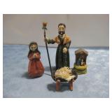 Wood Carved Handpainted Nativity 3-Pc. See