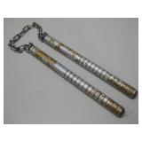 Vtg 1980s 10' Metal Nunchucks Textured Grip
