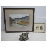 Original Framed Watercolor Art By See Info