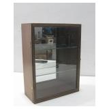 Vtg Wood Glass Mirrored Display Curio Cabinet See