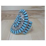 Sterling Silver Turq. Cluster Cuff Bracelet See