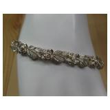 Vtg Sterling Silver Floral Leaf Link Bracelet See
