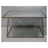 Vtg Gold-Tone Framed 2 Tier Mirrored Shelf See