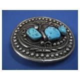 S.S. Vtg N/A Tested Turq. CZ Belt Buckle 71.7g