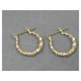 10Kt Gold Bamboo Hoop Earrings Hallmarked