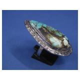 S.S. SW Hallmarked Spiderweb Turq Ring 31.2g