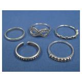 Five Sterling Silver Band Rings