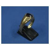 Stamped Garnet 1oz Stone Ring W/ Diamonds See Info