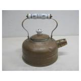 Vtg Delft Copper Whistling Tea Kettle