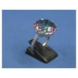 Sterling Silver Rainbow Crystal Statement Ring