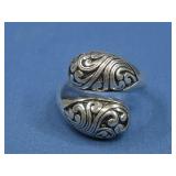 Sterling Silver ATI Swirl Adjustable Ring Hallmark