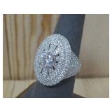Rhodium Over Sterling Silver CZ Ring Hallmarked