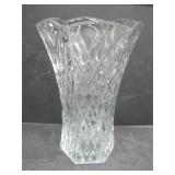 Vtg Crystal Diamond Pattern Fluted Vase Hallmarked