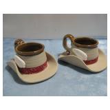 Two Ceramic Hat Mugs
