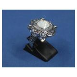 Silver Toned Moonstone Ring