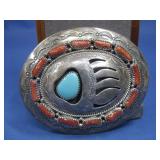 S.S. Vtg N/A W.M. Hallmarked Turq/Coral See Info