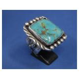 S.S. Navajo Big Ring W/ Square Turq 23.7g