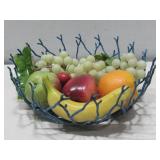 Vtg Wire Bowl W/Decorative Fruit