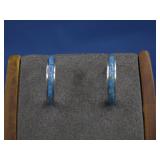 Sterling Silver Blue Opal Hoop Earrings Hallmarked