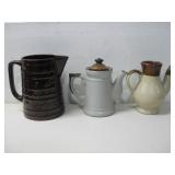 Three Vtg Stoneware Pitchers See Info
