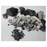 Raw Black Obsidian Fossils & One Arrowhead