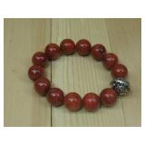 Red Coral Ornate Balinese Stretch Bracelet